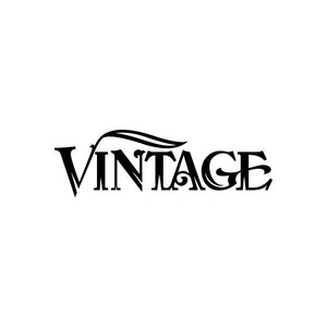 Vinyl text decal sticker with black vintage-style lettering: VINTAGE