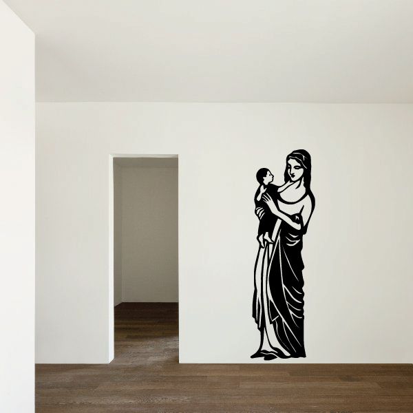 Image of Virgin Mary Holding Baby Jesus Decal