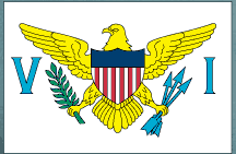 Virgin Islands flag sticker with eagle and shield, blue lightning accents