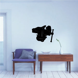 Black vise clamp decal, raised clamp shape with screw and handle detail