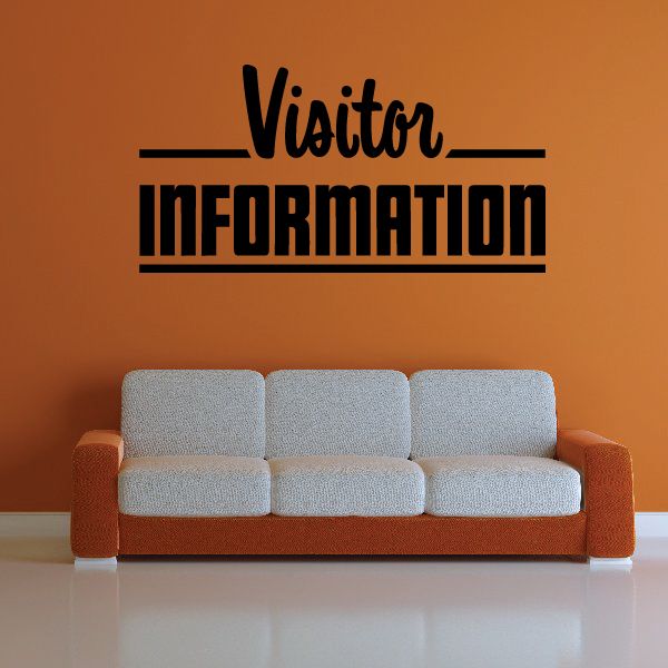 Visitor Information wall decal vinyl with bold black text and underline bars