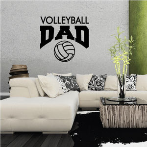 Volleyball dad wall decal with bold black text and volleyball icon