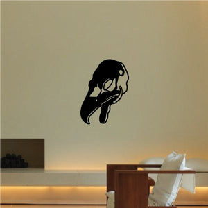 Vulture wall decal, black bird head with beak and white eye detail