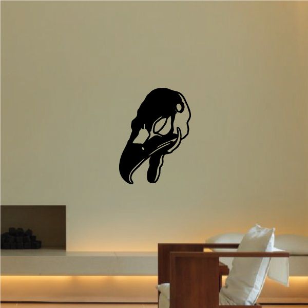 Vulture wall decal, black bird head with beak and white eye detail