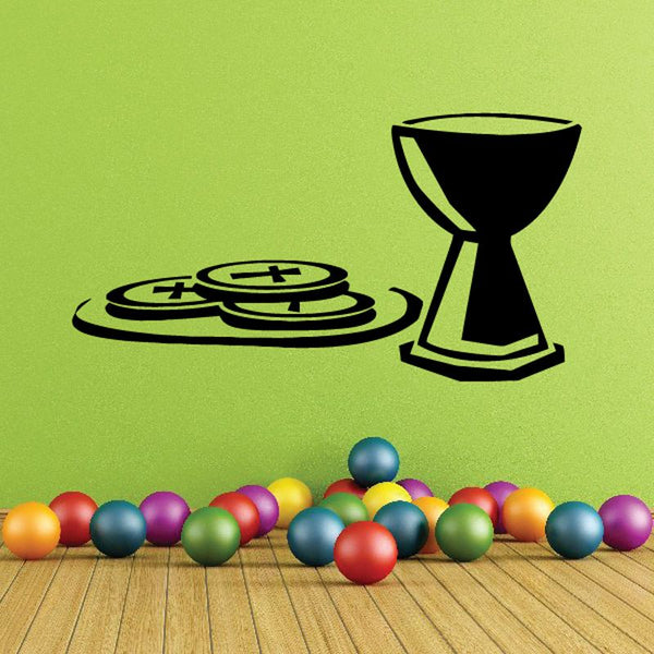 Black hourglass and wafer-style circular decal with bold outline