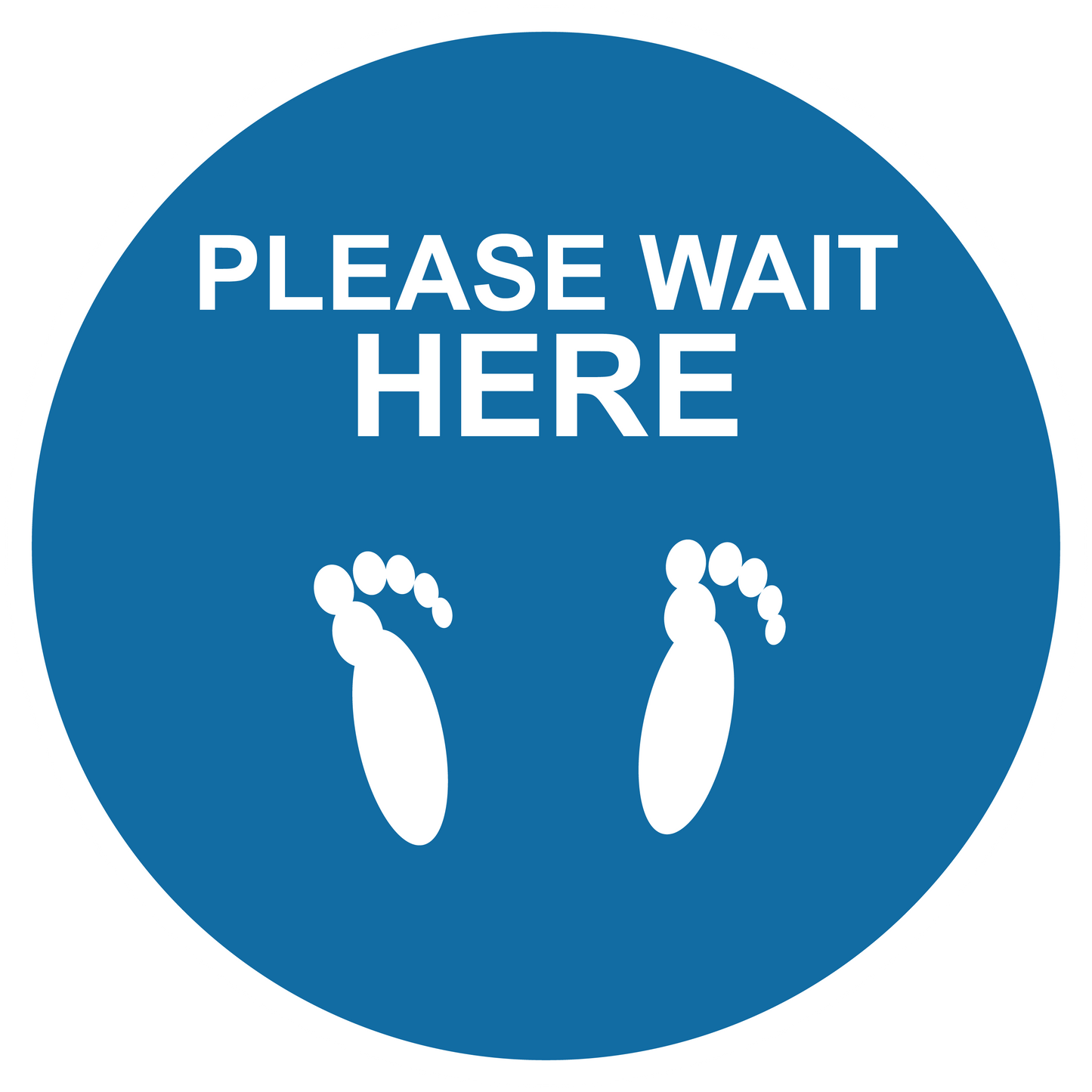 12" Blue Please Wait Here Non-Slip Flooring Sticker - Multi-Pack, isolated printed sticker artwork