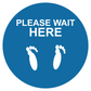12" Blue Please Wait Here Non-Slip Flooring Sticker - Multi-Pack, isolated printed sticker artwork