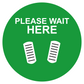 12" Green Please Wait Here Non-Slip Flooring Sticker - Multi-Pack, isolated printed sticker artwork