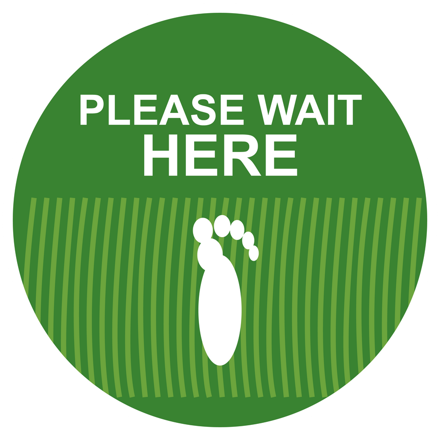 12" Grass Please Wait Here Non-Slip Flooring Sticker - Multi-Pack, isolated printed sticker artwork