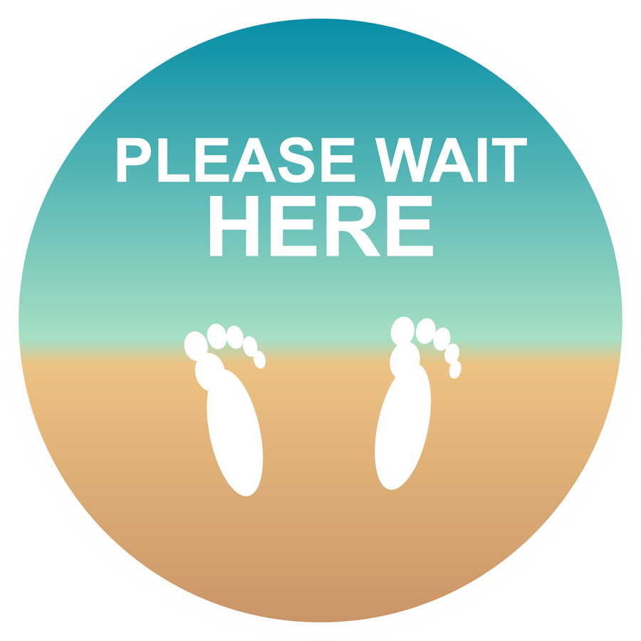 12" Beach Please Wait Here Non-Slip Flooring Sticker - Multi-Pack, isolated printed sticker artwork