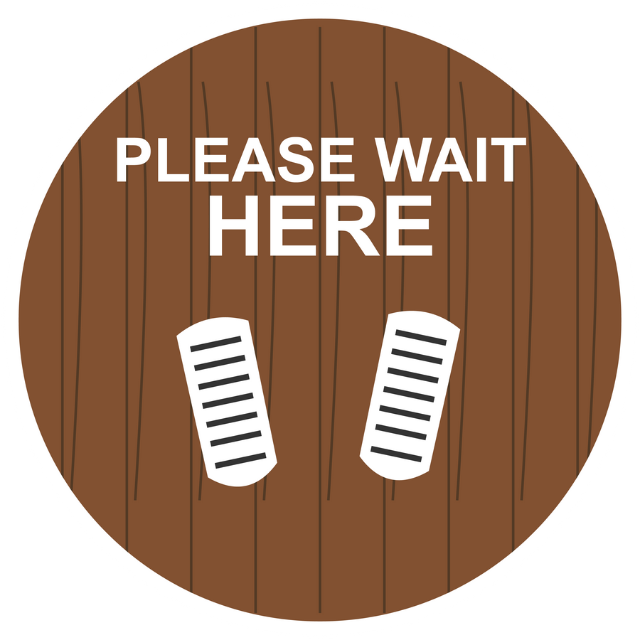 12" Saloon Please Wait Here Non-Slip Flooring Sticker - Multi-Pack, isolated printed sticker artwork