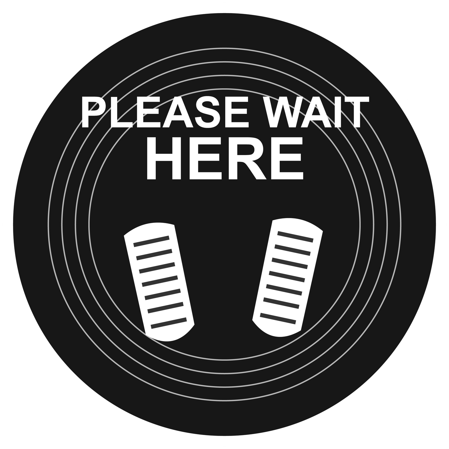 12" Track Please Wait Here Non-Slip Flooring Sticker - Multi-Pack, isolated printed sticker artwork