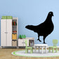Black walking pigeon wall decal, wings spread