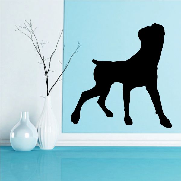 Walking rottweiler bark wall decal, black dog silhouette