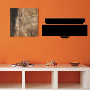 Vinyl wall decal with black and gray geometric shapes, rectangular and banner style.