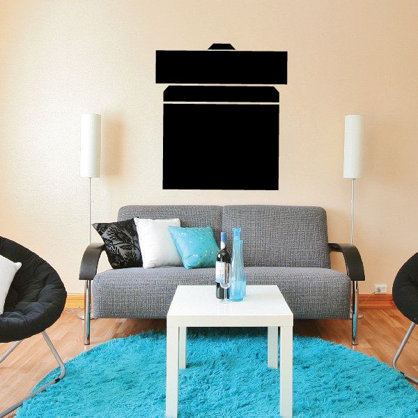 Black vinyl wall decal with stacked rectangular blocks and cutout top