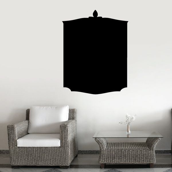 Black shield-shaped vinyl wall decal
