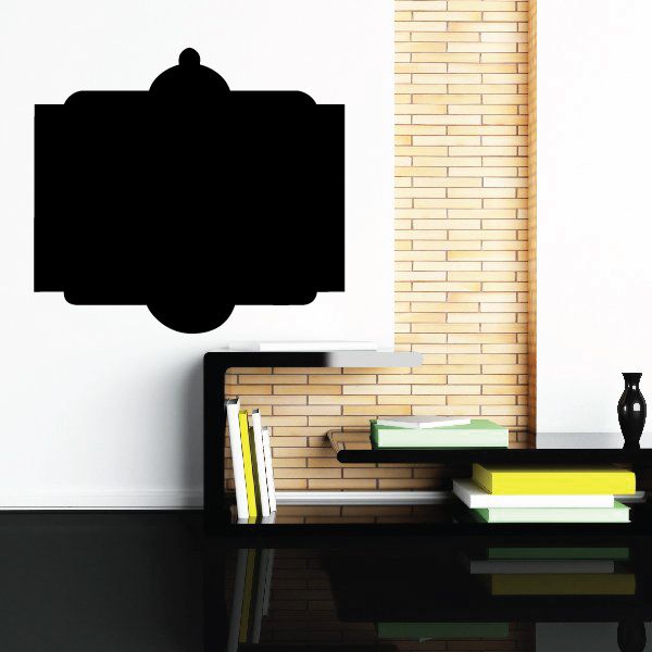 Black vintage sign wall decal with ornate top and bottom medallion ends