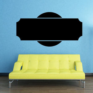 Black rectangular vinyl wall decal sign with rounded ends and semicircle cutout