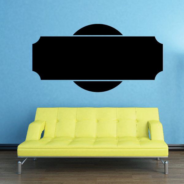 Black rectangular vinyl wall decal sign with rounded ends and semicircle cutout