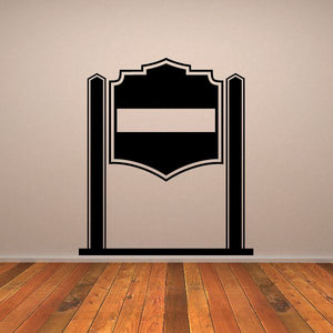 Black arched wall decal with door-like outline, centered stripe, and ground base