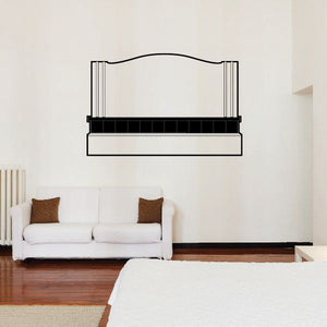 Wall vinyl decal: black rectangular sign with arched top and thin outlines