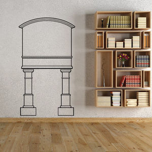 Vinyl wall decal of arched doorway with two columns and steps
