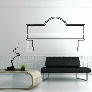Vinyl storefront wall decal with arched roof and column brackets