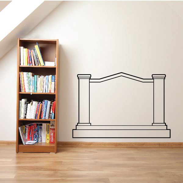 Vinyl wall decal of a classic stone column fence arch design, black outline