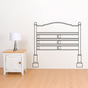 Vinyl wall decal showing black decorative railing with three horizontal panels and posts