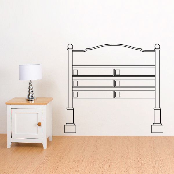 Vinyl wall decal showing black decorative railing with three horizontal panels and posts