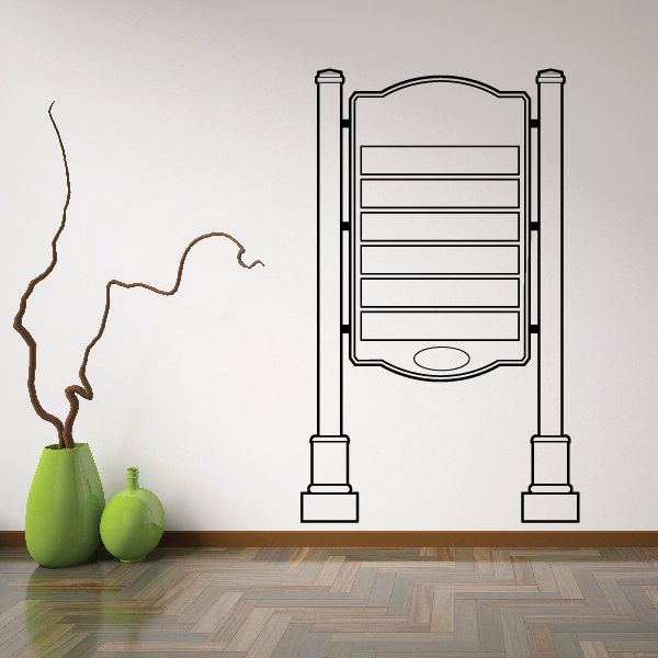 Mailbox wall decal with two posts, vinyl outline sticker