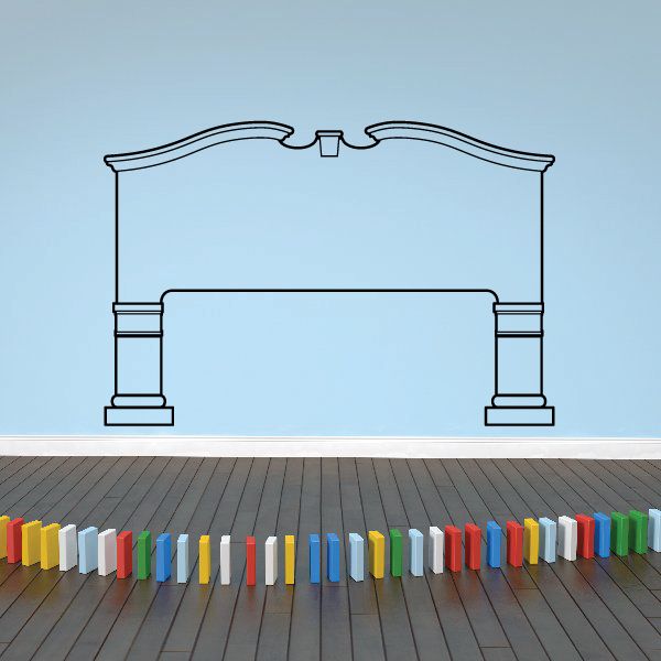 Black archway vinyl wall decal with columns and ribbon-style top