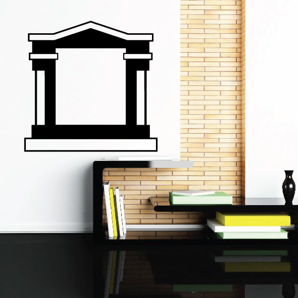 Vinyl wall decal of black classical building facade with columns