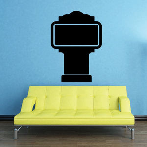 Black business sign wall decal with rectangular display and stand