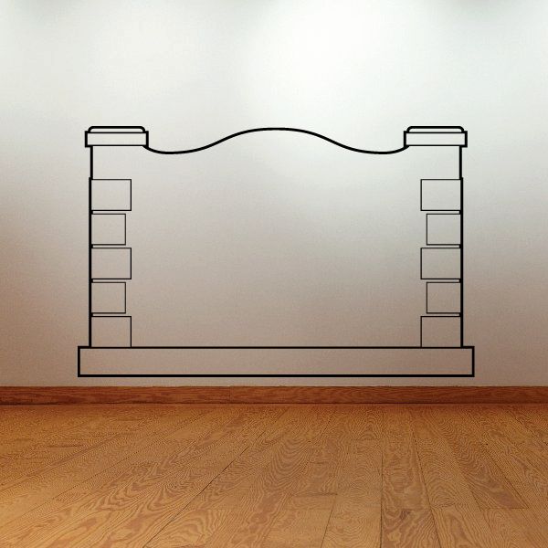 Vinyl wall decal with rectangular opening and side column blocks