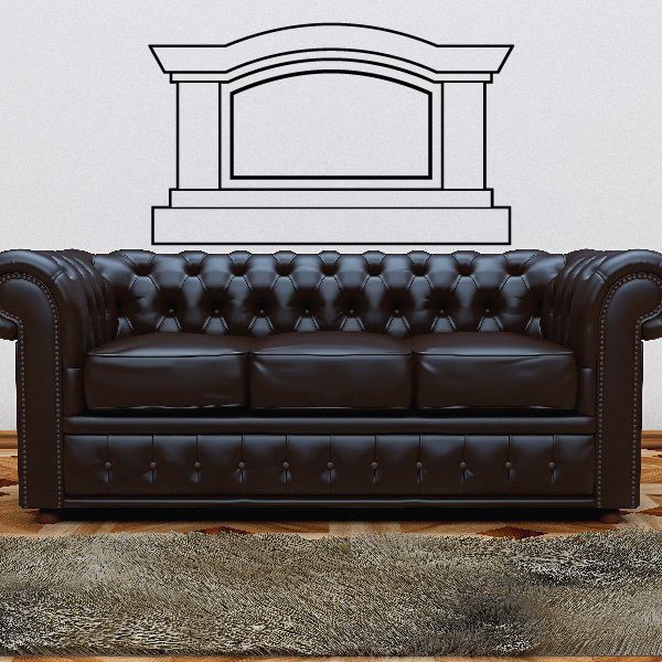 Vinyl wall decal outline of arched entryway with columned pediment frame