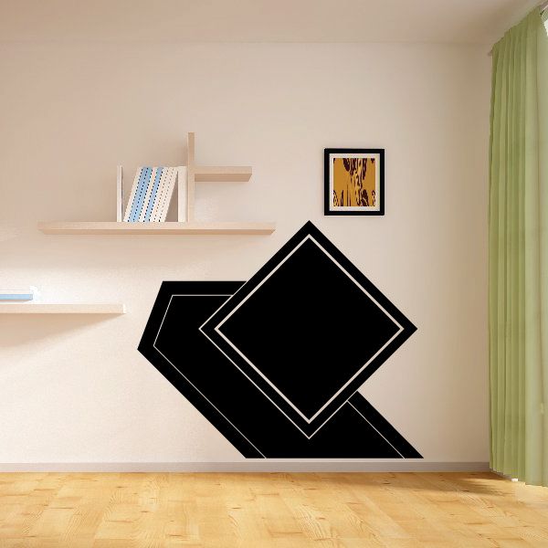 Black diamond vinyl wall decal with outlined inner square