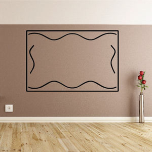 Vinyl wall decal, rectangular border with wavy corner lines, black outline