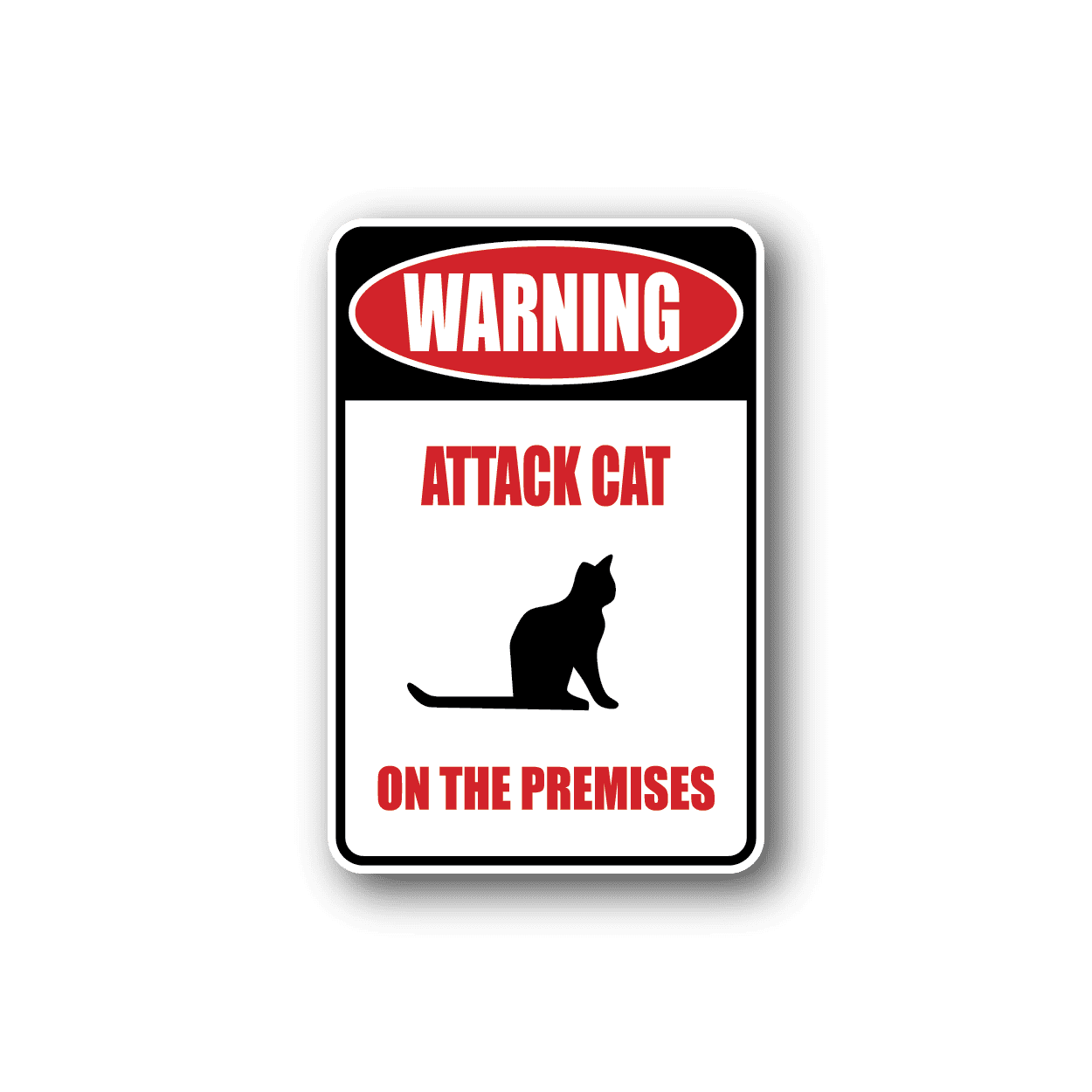 Image of Warning Attack Cat Fun Sign Wall Decal - Vinyl Sticker - Car Sticker - Die Cut Sticker - CD003