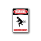 Vinyl warning sign decal with red WARNING oval and black gas hazard figure