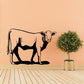 Watching cattle cow wall decal, black silhouette with outline around the cow