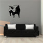 Watching pig wall decal with black silhouetted pig and piglet figures