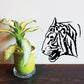 Tiger head wall decal with black-and-white stripes, facing right.