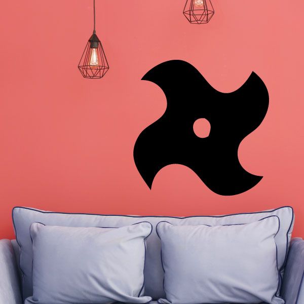 Black ninja star wall decal with wavy edges