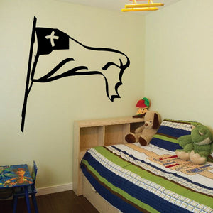 Templar flag decal with waving black cross banner silhouette