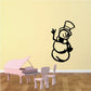 Waving snowman wall decal with top hat, waving arm, and scarf detail