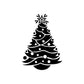 Wavy Christmas tree decal with star and ornaments, black vinyl silhouette