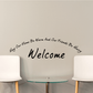 Welcome wall decal with cursive text and small heart above, black lettering
