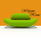 Black cursive vinyl wall decal text: Welcome to our Home